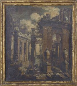 An Artist Sketching In Amongst Architectural Ruins