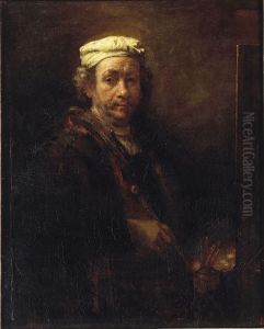 Self Portrait At The Easel 1660 by Harmenszoon van Rijn Rembrandt