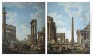 A Capriccio With Roman Ruins And A Scene From The Life Ofbelisarius by Giovanni Niccolo Servandoni