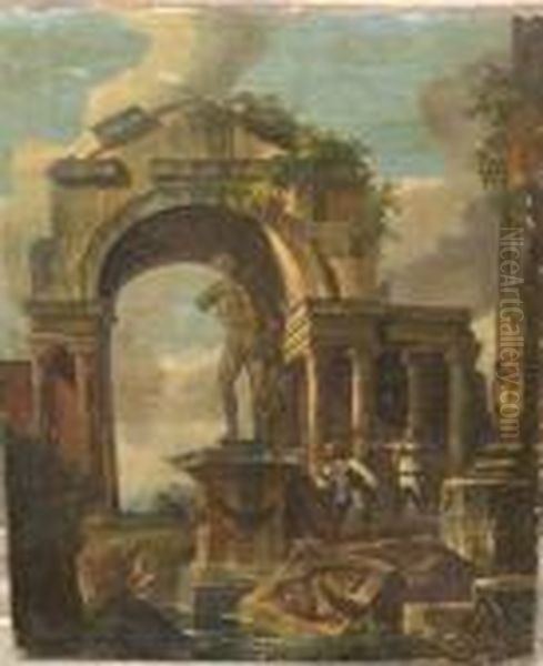 Soldiers Inspecting An Ancientmonument - view 1