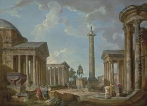 A Capriccio Of Roman Ruins With The Pantheon
