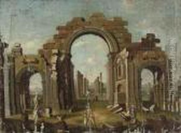 A View Of The Ruins Of Palmyra by Giovanni Niccolo Servandoni