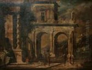 A Capriccio Of Classical Ruins by Giovanni Niccolo Servandoni