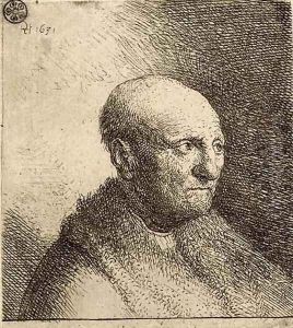 Bald Man in a Fur Cloak Bust by Harmenszoon van Rijn Rembrandt