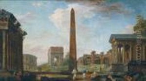 Capriccio Architettonico Romano Con Il Tempio Di Saturno by Giovanni Niccolo Servandoni