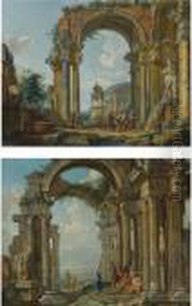 An Architectural Capriccio With 
The Equestrian Statue Of Marcus Aurelius And The Statue Of Silenus With 
The Infant Dionysos - view 1