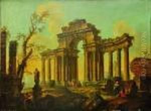 Personnages Parmi Des Ruines Romaines by Giovanni Niccolo Servandoni