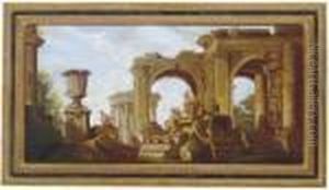 Figures Amongst Classical Ruins by Giovanni Niccolo Servandoni