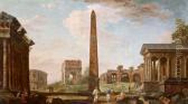 L""""arco Di Giano, Un Obelisco,
La Basilica Di Massenzio, Il Sarcofago Di Costanza, Figlia
Dell""""imperatore Costantino, E Il Tempio Di Antonio E Faustina - view 1