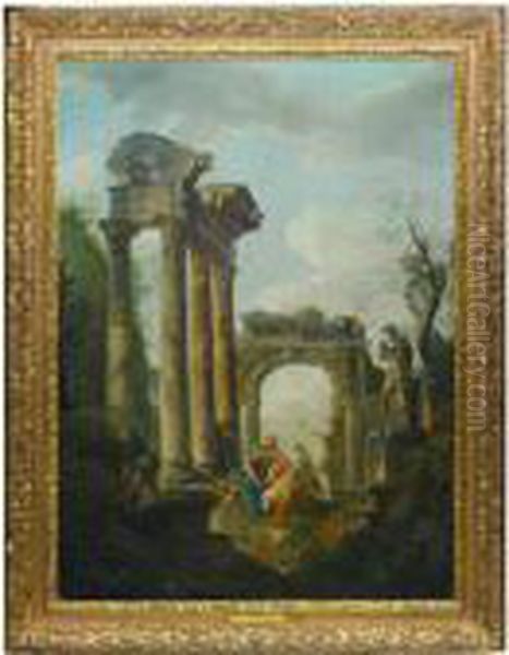 Figures Amidst Capricci Of Classical Ruins - view 1