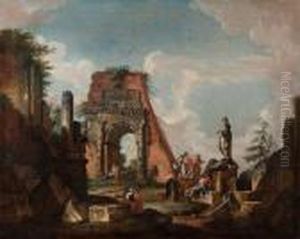Paesaggio Con Architetture Antiche E Figure by Giovanni Niccolo Servandoni