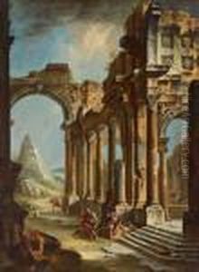 Ito Fulmine Sulla Piramide Cestia A Roma Olio Su Tela by Giovanni Niccolo Servandoni