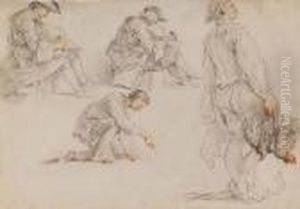 Quatre Hommes Dont Deux Ecrivant by Giovanni Niccolo Servandoni