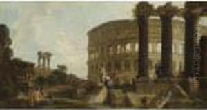 Capriccio Architettonico Con Figure E Il Colosseo Sul Fondo