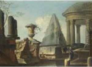 Capriccio Architettonico Con Figure E Piramide Sul Fondo by Giovanni Niccolo Servandoni