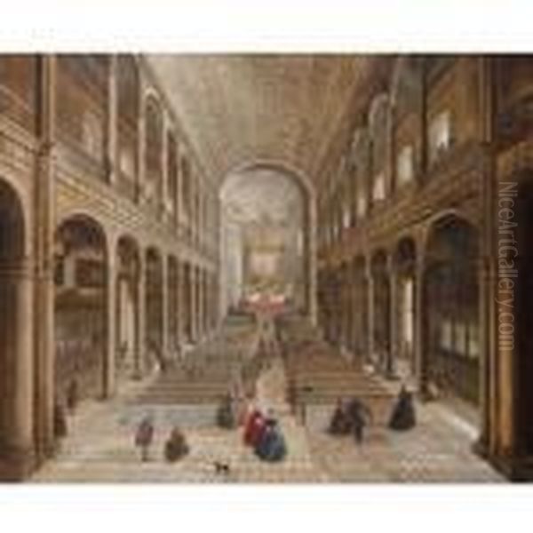 An Elegant Company In A Church Interior - view 1