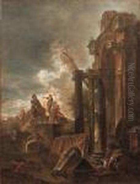 Sibilla Che Profetizza Tra Rovine Classiche Con Soldati - view 1