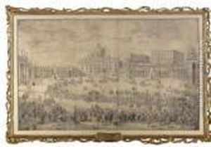 View Of St. Peter's Square With The Procession Of The French Ambassador by Giovanni Niccolo Servandoni