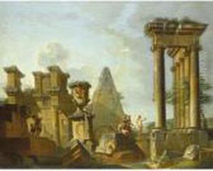 Figures Amongst Classical Ruins, Including The Pyramid Of Gaius Cestius