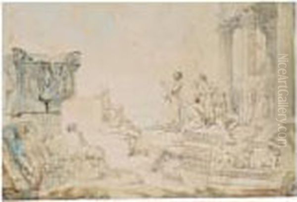 Capriccio Con Figure E Rovine Romane - view 1