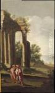 A) Capriccio Architettonico Con 
Putti B) Capriccio Architettonico Con Figure Di Orientali by Giovanni Niccolo Servandoni