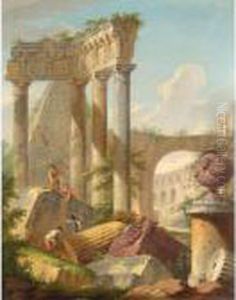 An Architectural Capriccio With Stonemasons On Classical Ruins An Architectural Capriccio With Stonemasons On Classical Ruins