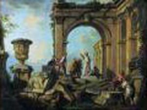 Un Predicateur Dans Des Ruines Antiques by Giovanni Niccolo Servandoni