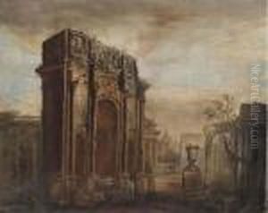 A Capriccio Of The Roman Forum by Giovanni Niccolo Servandoni