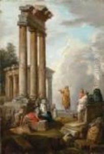 Capriccio Di Rovine Romane Con Predica Di Un Apostolo