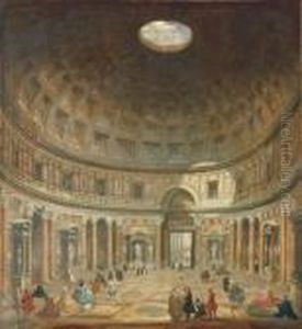 The Interior Of The Pantheon,
Rome, Looking North From The Mainaltar Towards The Entrance by Giovanni Niccolo Servandoni