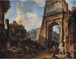Veduta Ideata Con L'arco Di Tito by Giovanni Niccolo Servandoni