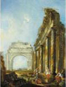Paesaggio Con Rovine Architettoniche E Figure by Giovanni Niccolo Servandoni