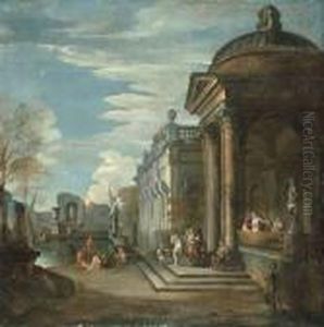 A Capriccio Of Classical Buildings By A Pool