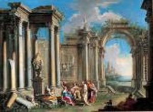 Rovine Dell'antica Roma Con Predica Di Un Apostolo