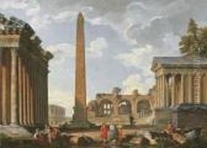 A Capriccio Of Classical Ruins by Giovanni Niccolo Servandoni
