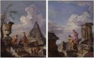 A Sybil Preaching And An Apostle Preaching: A Pair Of Paintings by Giovanni Niccolo Servandoni