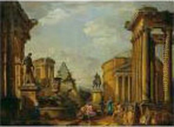 A Capriccio Of Roman Monuments With Saint Peter Preaching - view 1