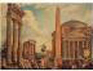 Roman Capriccio With The Pantheon And The Obelisk
