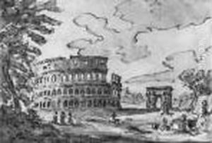 Paysage Anime Avec Le Colisee Et L'arc De Titus by Giovanni Niccolo Servandoni