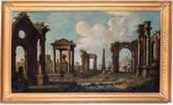 Figures Amongst Classical Ruins - view 1