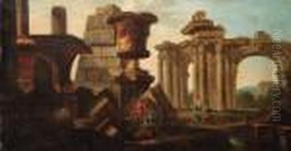 Figures Amongst Classical Ruins - view 1