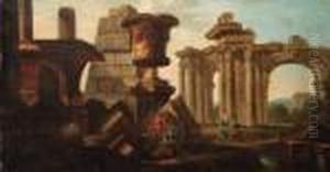 Figures Amongst Classical Ruins by Giovanni Niccolo Servandoni