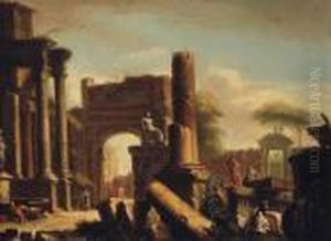Figures Amongst Classical Ruins by Giovanni Niccolo Servandoni