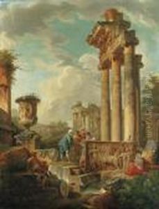 Capricci Of Roman Ruins With Figures Capricci Of Roman Ruins With Figures