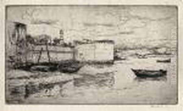 Concarneau. Mury Obronne Starego Miasta I Lodzie Przy Brzegu - view 1