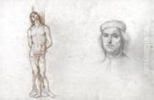 Studia Z Obrazow W Luwrze - 
Postac Sw. Sebastiana Wg Perugino Oraz Portret Meski, Ok. 1929-30 - view 1
