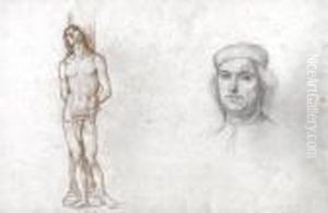 Studia Z Obrazow W Luwrze - 
Postac Sw. Sebastiana Wg Perugino Oraz Portret Meski, Ok. 1929-30