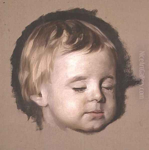 Sketch of a dead childs head - view 1