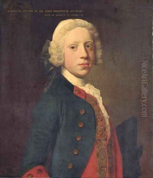 Portrait of Marescoe Frederick, half-length, in a blue military coat and red waistcoat, holding a tricorn - view 1