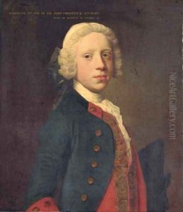 Portrait of Marescoe Frederick, half-length, in a blue military coat and red waistcoat, holding a tricorn